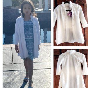 Girl's Faux White Fur Coat